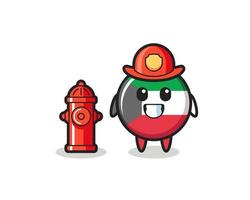 mascottekarakter van de vlag van Koeweit als brandweerman vector