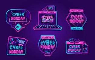 cyber maandag stickers of labels vector