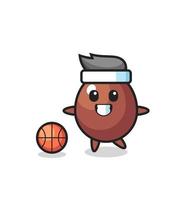 illustratie van chocolade-ei cartoon speelt basketbal vector