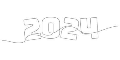 doorlopend lijn tekening 2024 begin van de jaar dun lijn illustratie vector