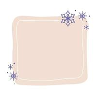 Kerstmis winter hand- getrokken pastel beige plein kader met sneeuwvlokken. modern minimalistische esthetisch vakantie element. vector fonkeling voor sociaal media of poster ontwerp