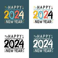 gelukkig nieuw jaar 2024 t-shirt ontwerp. typografie t-shirt ontwerp, nieuw jaar evenement t-shirt sjabloon, en vakantie t-shirt afdrukken ontwerp. banier of groet kaart voor gelukkig nieuw jaar vector