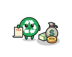karakter cartoon van recycling als accountant vector