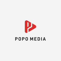 media icoon en brief p logo ontwerp vector