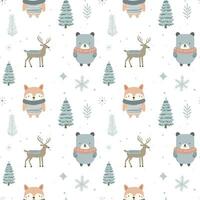winter naadloos patroon met schattig polair dieren. Scandinavisch Kerstmis patroon. winter achtergrond ontwerp. vector