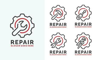 reparatie logo reeks ontwerp vector illustratie. onderhoud logo reeks