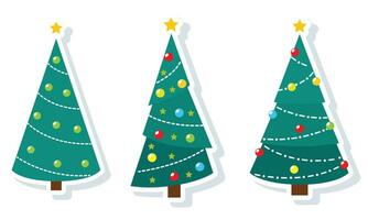 reeks van gekleurde Kerstmis boom pictogrammen vector illustratie