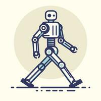 wandelen gemakkelijk robot schets machine robo vlak vector futuristische illustratie, robot automatisering cyborg animatie ai technologie icoon aan het leren vorm modern rennen naar helpen concept metalen handen metaal