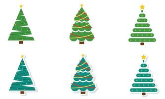 reeks van gekleurde Kerstmis boom pictogrammen vector illustratie