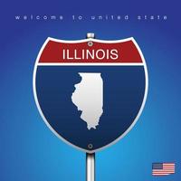 teken weg amerika stijl illinois en kaart vector