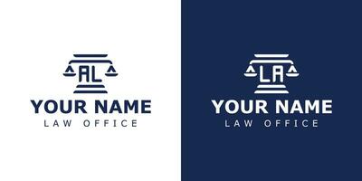 brief al en la wettelijk logo, geschikt voor ieder bedrijf verwant naar advocaat, legaal, of gerechtigheid met al of la initialen. vector