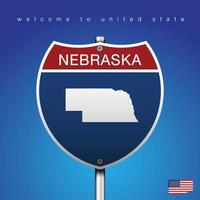 teken weg amerika stijl nebraska en kaart vector