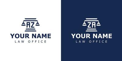 brief az en za wettelijk logo, geschikt voor ieder bedrijf verwant naar advocaat, legaal, of gerechtigheid met az of za initialen. vector