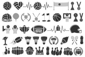 sport- vector bundel, spel vector, sport- en Gezondheid, basketbal vector, golf illustratie, volleybal silhouet, vector badminton, badminton bal, Amerikaans Amerikaans voetbal clip art, rugby kleurrijk vector