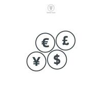 munt dollar, euro, pond, of yen icoon symbool vector illustratie geïsoleerd Aan wit achtergrond