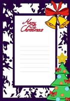 vector kerst ansichtkaart met klokken en kerstboom. kaart voor uw tekst, kopieer ruimte met rijen voor uw felicitatietekst.