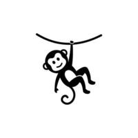 schattig hangende aap illustratie ontwerp, baby aap icoon vector