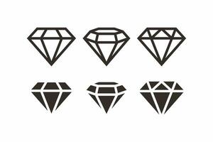 reeks van gemakkelijk vlak zwart diamant icoon teken illustratie met geschetst stijl ontwerp, silhouet juweel diamant symbool verzameling sjabloon vector