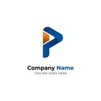 gemakkelijk brief p logo ontwerp met blauw en oranje kleur, modern p logo inspiratie sjabloon vector