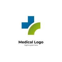gemakkelijk plus medisch logo ontwerp met blauw en groen kleur vector