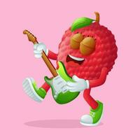 lychee karakter spelen een gitaar vector