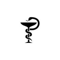 gemakkelijk medisch logo ontwerp, apotheek symbool met slang en kelk kom illustratie vector