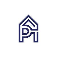 brief pt huis gemakkelijk schets meetkundig logo vector