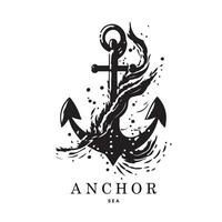 marinier emblemen logo met anker en touw, anker logo - vector. vector illustratie