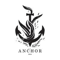 marinier emblemen logo met anker en touw, anker logo - vector. vector illustratie