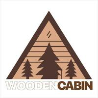 hout cabine logo sjabloon. cabine in de bossen vector illustratie. cabine verhuur logo. chalet in de Woud sticker.