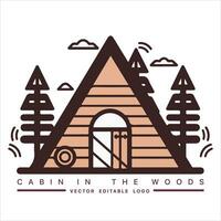 hout cabine logo sjabloon. cabine in de bossen vector illustratie. cabine verhuur logo. chalet in de Woud sticker.