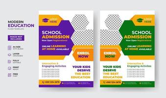 creatieve en moderne online schoolkinderen onderwijs toelating flyer poster sjabloon vector