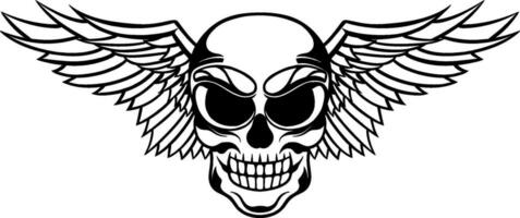 vector tatoeëren ontwerp zwart en wit hand- getrokken Vleugels schedel