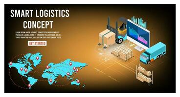 modern globaal logistiek onderhoud concept met exporteren, importeren, magazijn bedrijf, vervoer. vector illustratie eps 10