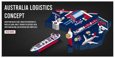 modern isometrische concept van Australië vervoer met globaal logistiek, magazijn logistiek, zee vracht logistiek. gemakkelijk naar Bewerk en aanpassen. vector illustratie eps10