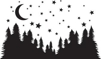 sterrennacht en bos vector