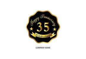 35 verjaardag viering logotype met handschrift gouden kleur elegant ontwerp vector