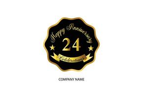 24 verjaardag viering logotype met handschrift gouden kleur elegant ontwerp vector