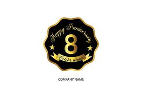 8 verjaardag viering logotype met handschrift gouden kleur elegant ontwerp vector