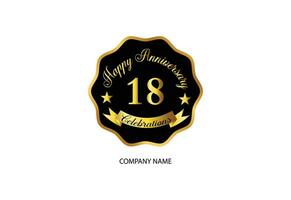 18 verjaardag viering logotype met handschrift gouden kleur elegant ontwerp vector