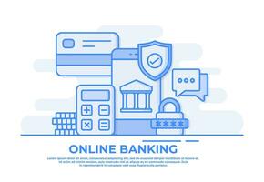 beveiligen online bank gebruik makend van een credit kaart, toegang naar uw bank account gebruik makend van mobiel bank app vector