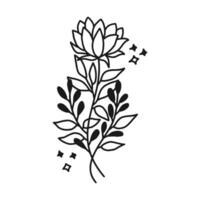 wijnoogst hand- getrokken pioen en roos bloem lijn kunst vector illustratie element