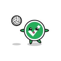 karakter cartoon van vinkje speelt volleybal vector