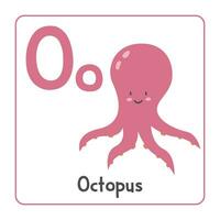 Octopus clip art. Octopus vector illustratie tekenfilm vlak stijl. dieren begin met brief O. dier alfabet kaart. aan het leren brief O kaart. kinderen onderwijs. schattig Octopus vector ontwerp