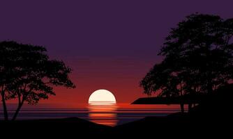 zonsondergang in mooi strand. vector natuur landschap