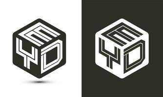 eyd brief logo ontwerp met illustrator kubus logo, vector logo modern alfabet doopvont overlappen stijl.