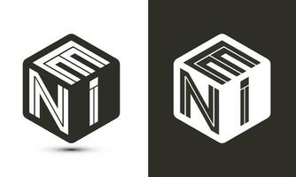 eni brief logo ontwerp met illustrator kubus logo, vector logo modern alfabet doopvont overlappen stijl.
