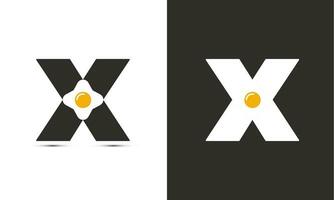 modern illustratie logo ontwerp eerste X combineren met gebakken ei. vector