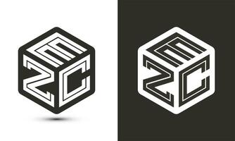 ezc brief logo ontwerp met illustrator kubus logo, vector logo modern alfabet doopvont overlappen stijl.