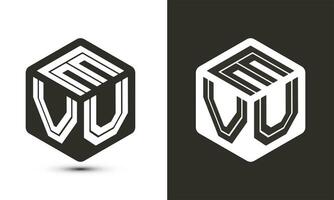 evu brief logo ontwerp met illustrator kubus logo, vector logo modern alfabet doopvont overlappen stijl.